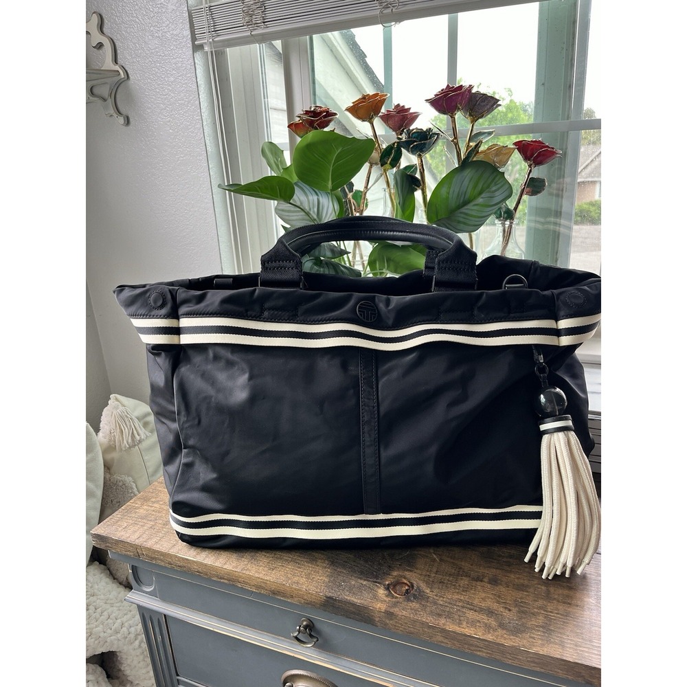 Tori Burch Sport Black Nylon Tote/Crossbody, Shoe Compartment, Inner Pouch Gym